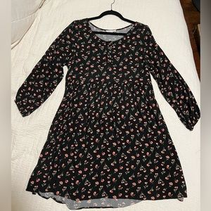 Floral flowy baby doll dress - Black, size M